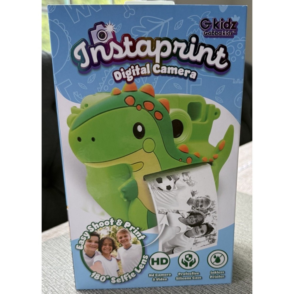Instaprint Kids Digital Camera HD Dinosaur Case HD 180° Selfie Inkless Printer